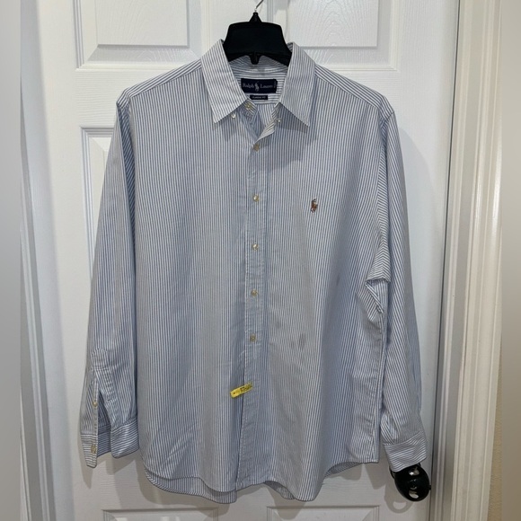 Vintage Ralph Lauren Blue/white Stripe Button Down - Picture 1 of 6